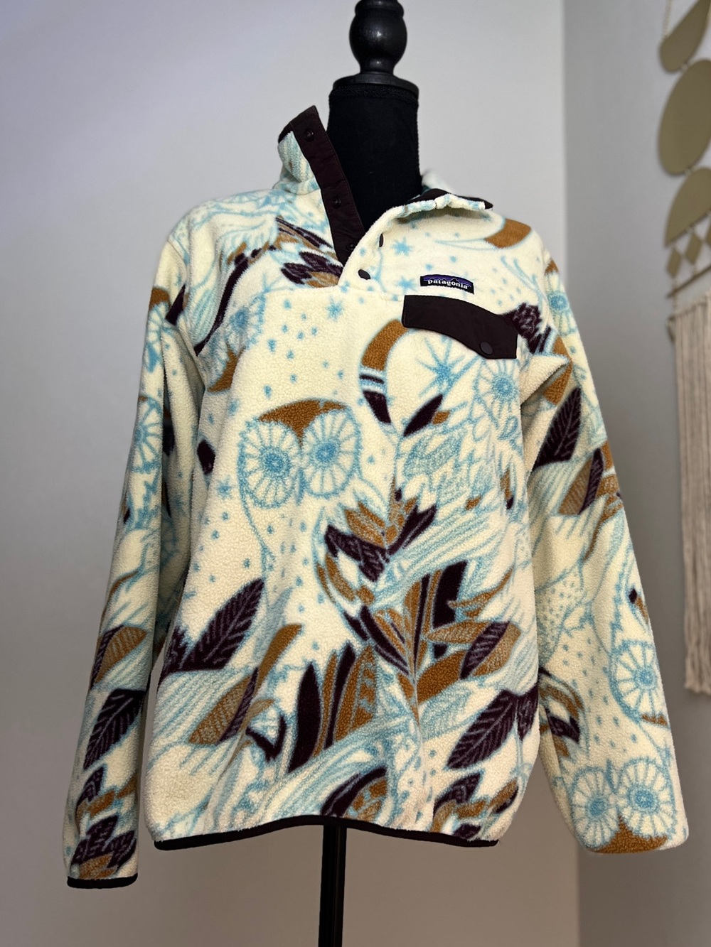 Patagonia Synchilla Harvest Moon Owl Fleece -  Rare Print, Women M
